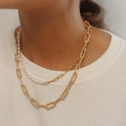 Rinna Necklace - 18K Gold Plated + Real Freshwater Pearls