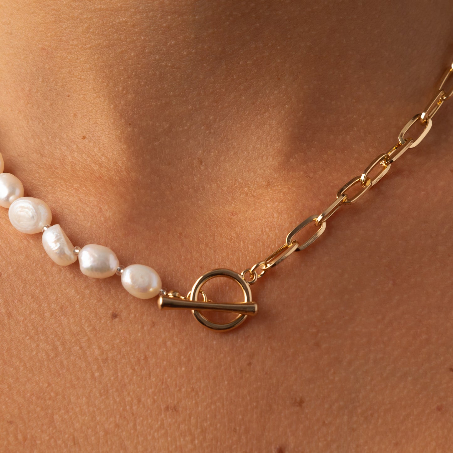 Kyle Necklace - 18K Gold Plated + Real Freshwater Pearls