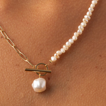 Margaret Necklace - 18K Gold Plated + Real Freshwater Pearls