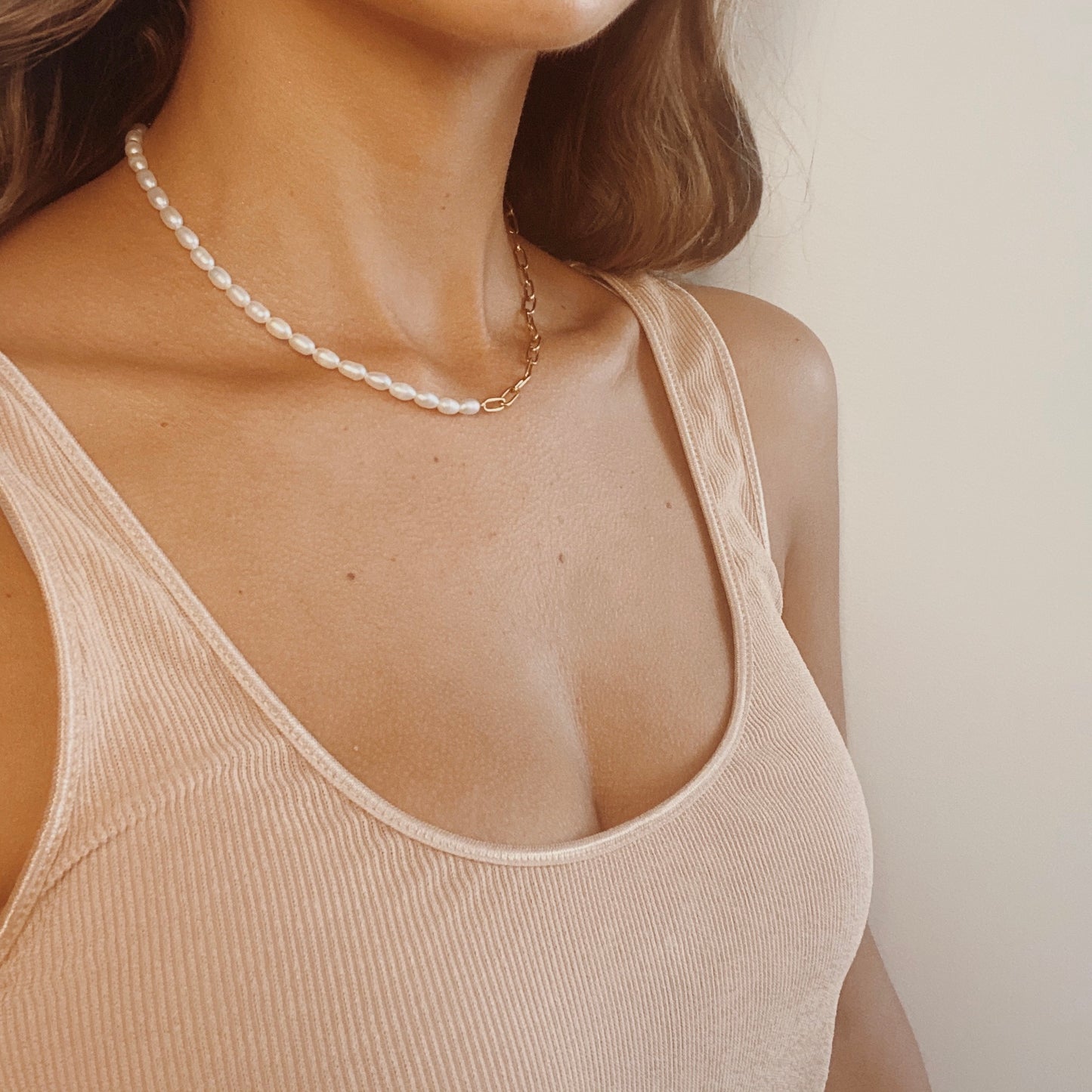 Rinna Necklace - 18K Gold Plated + Real Freshwater Pearls